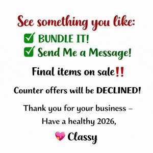 SEE SOMETHING YOU LIKE? 
✅ BUNDLE IT. 
✅ SEND ME A MESSAGE. 
✅ BUY IT.